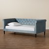 Baxton Studio Cora ModernLight Blue Velvet Upholstered and Dark Brown Finished Wood Twin Size Daybed 200-12555-ZORO